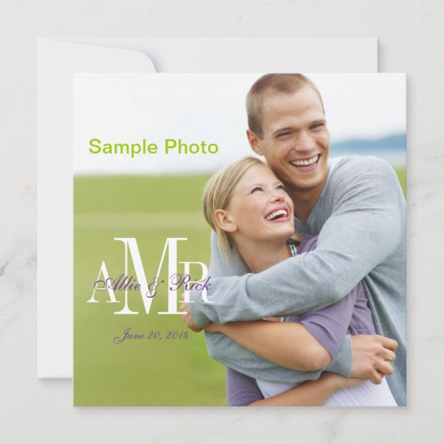 Faire-part de mariage moderne de photo de (Devant)