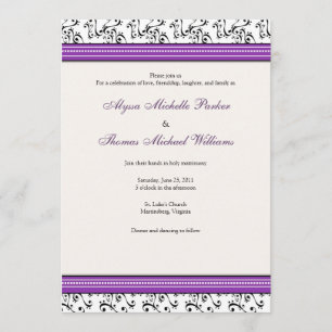 Faire-part de mariage moderne de remous (pourpre)