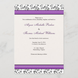 Faire-part de mariage moderne de remous (pourpre)