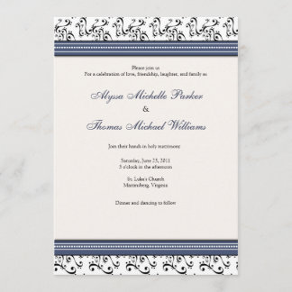 Faire-part de mariage moderne de Swirl (Navy)
