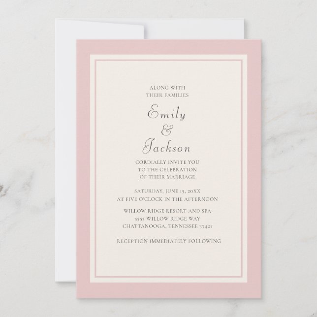 Faire-part de mariage moderne élégante en crème ro (Devant)
