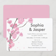 Faire-part de mariage moderne en fleurs de cerisie