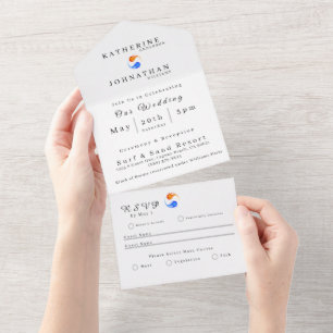 Faire-part de mariage moderne en un