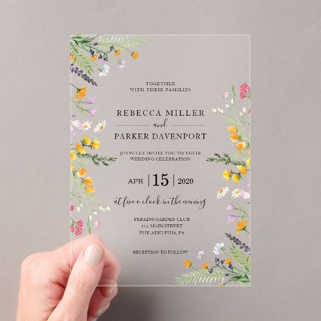 Faire-part de mariage moderne fleur sauvage printe (In situ (ordinateur de poche))