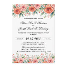 Faire-part de mariage moderne floral en terre cuit