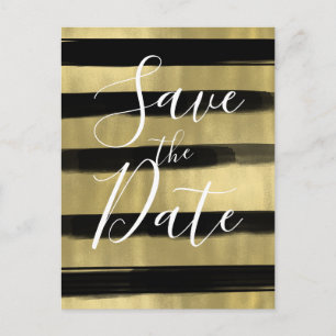 Faire-part de mariage moderne glamour noir et or