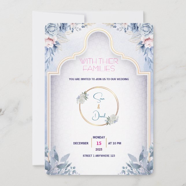 Faire-part de mariage moderne minimaliste (Devant)