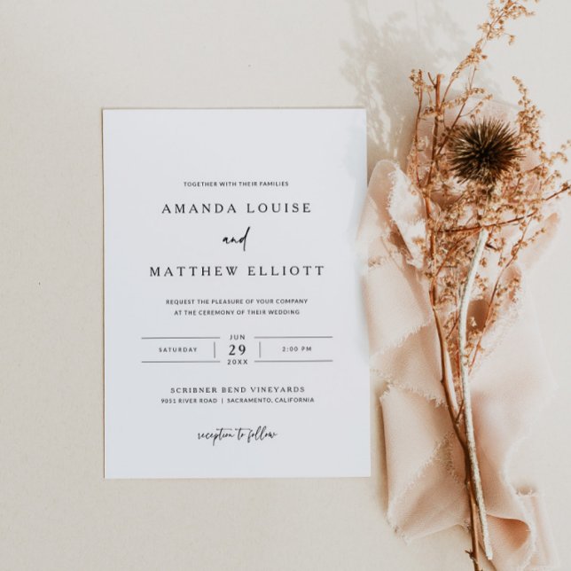 Faire-part de mariage moderne noir et blanc (Créateur téléchargé)