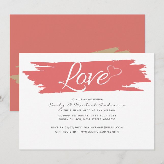 Faire-part de mariage moderne pour anniversaire de (Devant / Derrière)