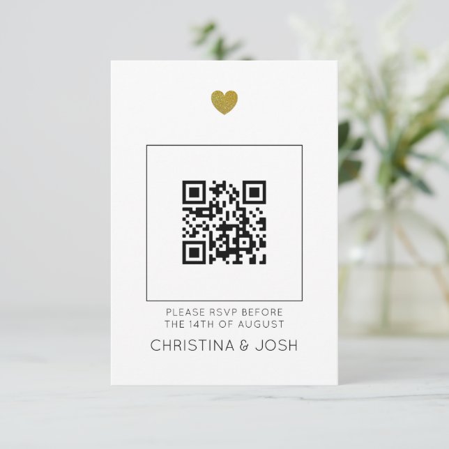 Faire-part de mariage moderne RSVP QR Code (Debout devant)