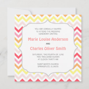 Faire-part de mariage moderne Sherbert Chevron Zig