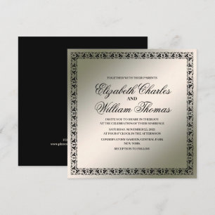 Faire-part de mariage moderne simple noir et argen
