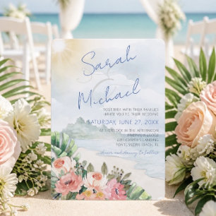 Faire-part de mariage moderne sur la plage