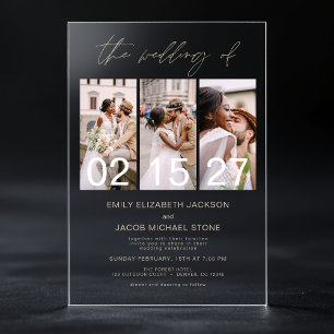 Faire-part de mariage moderne Taupe photo minimali