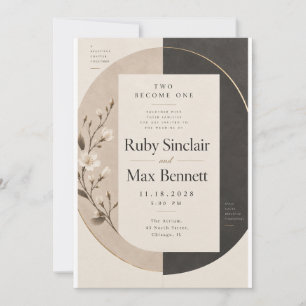 Faire-part de mariage moderne Yin Yang Magnolia