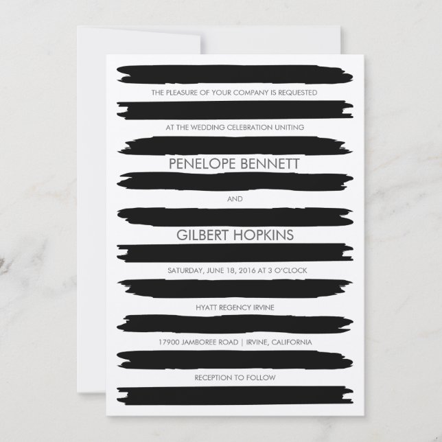 Faire-part de mariage modernes de pointes de bross (Devant)