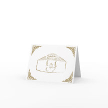 Faire-part de mariage mongole : Crème et or