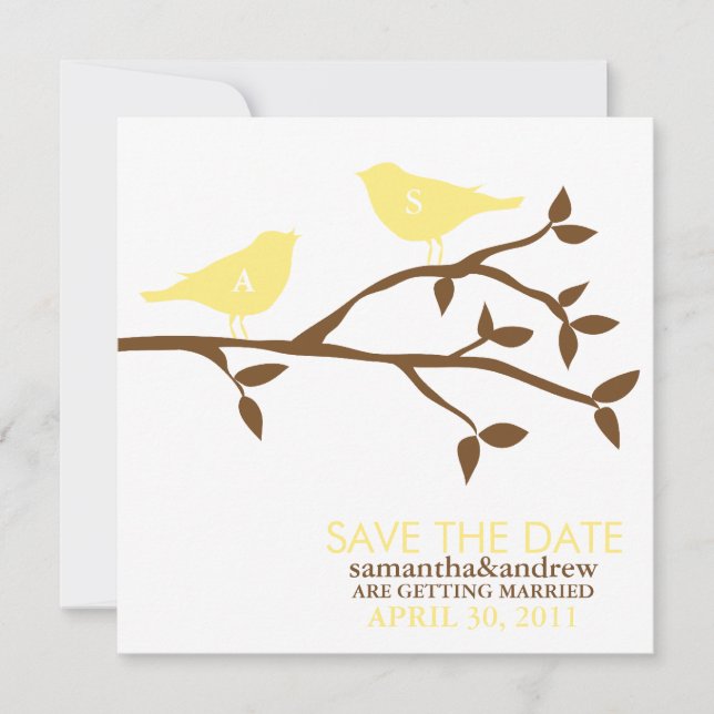 Faire-part de mariage Monogram Love Birds (Devant)