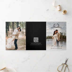 Faire-part de mariage monogramme à crête minimalis