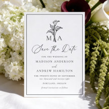 Faire-Part de Mariage Monogramme au Lys Calla Clas