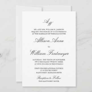 Faire-part de mariage Monogramme classique