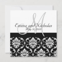 Faire-part de mariage Monogramme Damas - Vue arriè