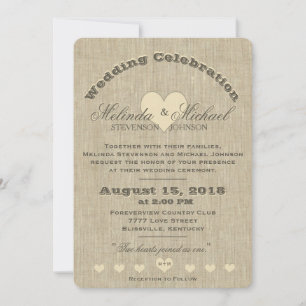 Faire-part de mariage Monogramme de lin rustique