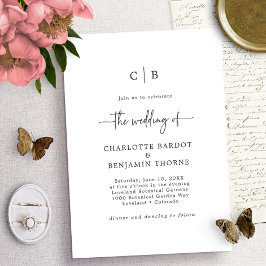 Faire-part de mariage Monogramme de script