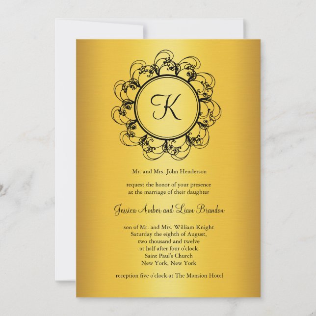 Faire-part de mariage Monogramme élégant (Devant)
