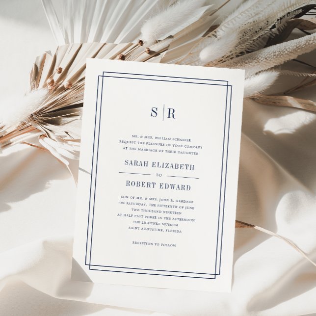 Faire-part de mariage Monogramme intemporel | Mari (Créateur téléchargé)