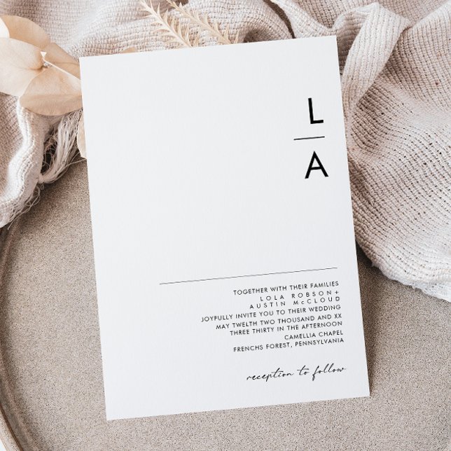 Faire-Part de Mariage Monogramme Minimaliste Moder (Créateur téléchargé)