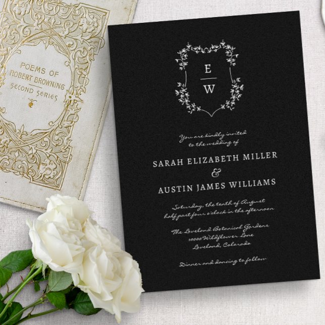 Faire-part de mariage Monogramme noir (Créateur téléchargé)