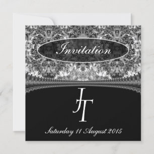 Faire-part de mariage Monogramme noir et blanc Dam