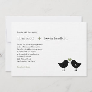 Faire-part de mariage Monogramme Oiseaux - Sage