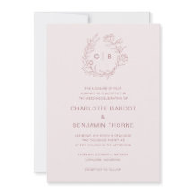 Faire-part de mariage Monogramme rose
