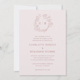 Faire-part de mariage Monogramme rose