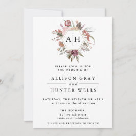 Faire-part de mariage Monogramme Rose poussiéreux