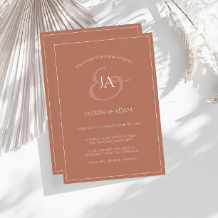 Faire-part de mariage Monogramme simple en terre c