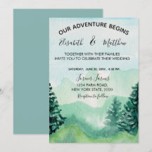 Faire-part de mariage montagne aquarelle