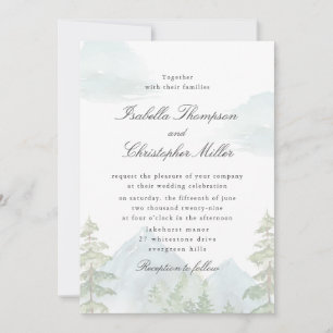 Faire-part de mariage Montagne Forestière à l'aqua