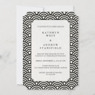 Faire-part de mariage Motif Luxe Noir + Blanc