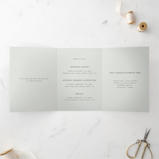 Faire-part de mariage multiévénement gris clair mi (Intérieur)