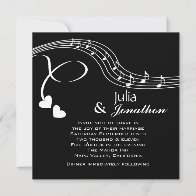 Faire-part de mariage Musical Notes (Devant)