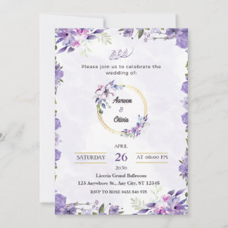 Faire-part de mariage musulmane violette-or