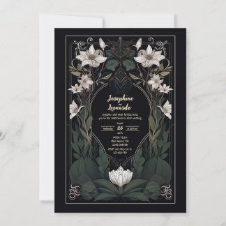 Faire-part de mariage mystique Art Nouveau foncé