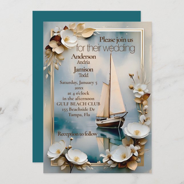 Faire-part de mariage nautique (Devant / Derrière)