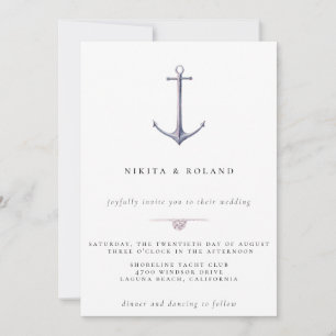 Faire-part de mariage nautique à l'ancre en aquare