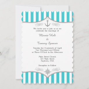 Faire-part de mariage nautique bleu turquoise