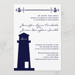 Faire-part de mariage nautique d'Ancre de phare de