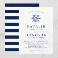 Faire-part de mariage nautique de la roue du navir